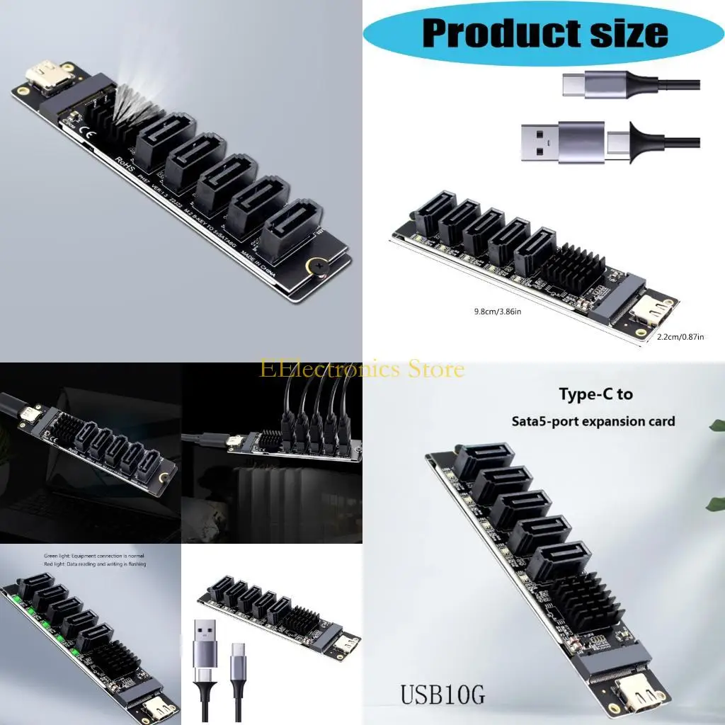 

B03C Plugs Play 5 Port SATA3.0 Expansion Card Wide Compatibility For Systems