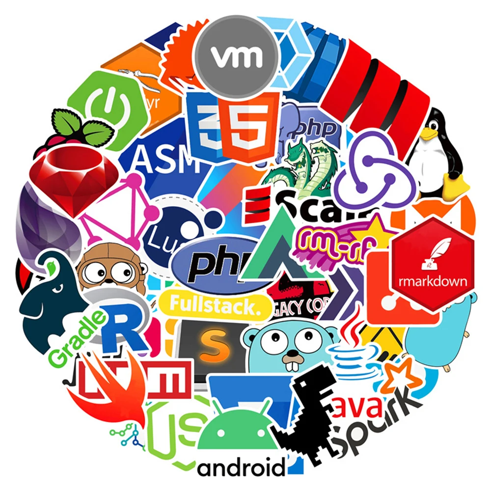 10/30/50/100 Uds. Pegatinas de dibujos animados de programación de redes, calcomanías de programador Html Geek Java Php, pegatinas para álbumes de recortes, portátiles, teléfonos, coches, juguetes