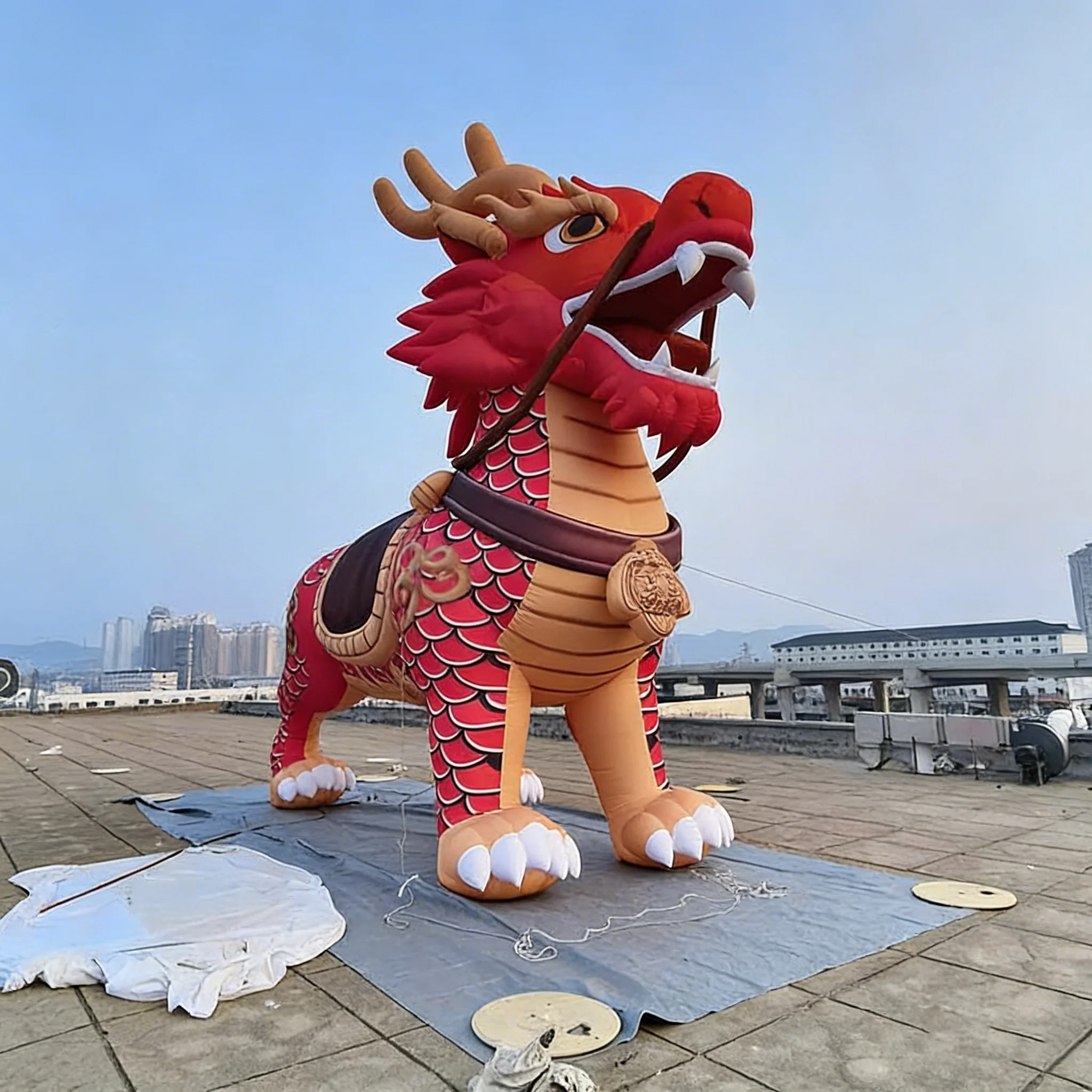Giant Inflatable Dragon/Tradional Kirin Outdoor Festival Decoration Luck Wealth Symbol for Store Openning Event Advertise Props