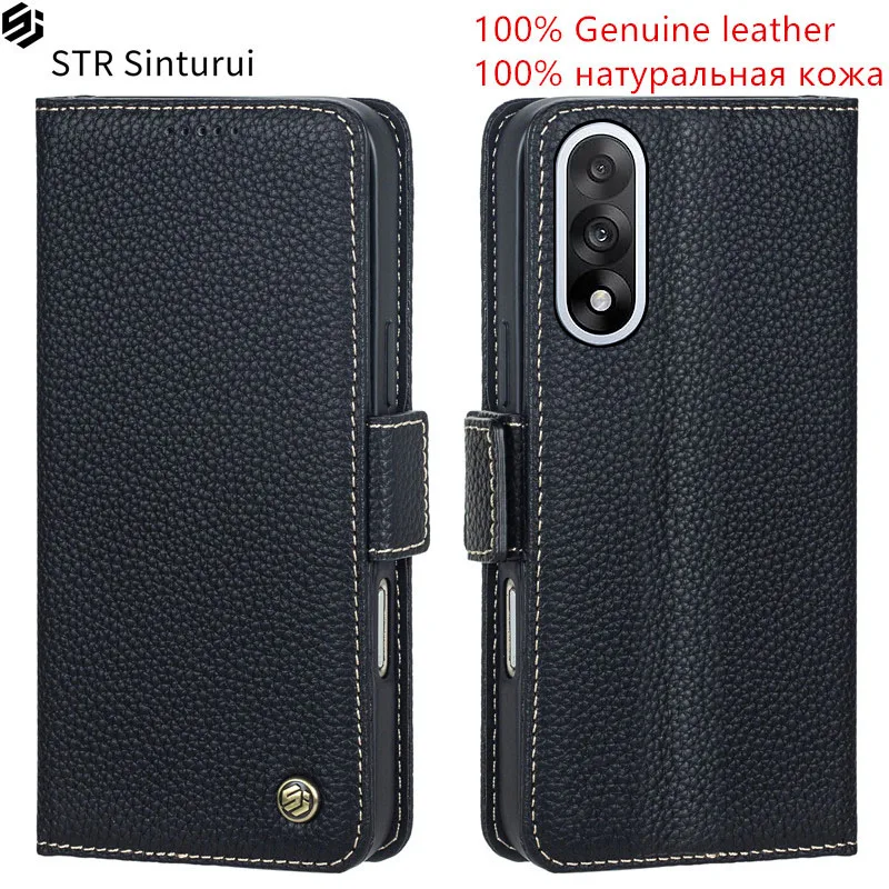 

STR Genuine lychee grain leather card Slot Wallet Cover For OnePlus Nord 5 CE5 4 CE4 Lite CE3 3 2T Flip shockproof phone Case