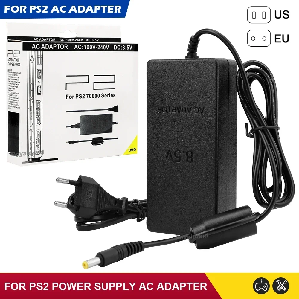EU-Stecker für PS2-Konsole Slim AC-Adapter Ladekabel Stromversorgung AC100~240V 50/60HZ DC 8,5V--5,65A – Detail 1