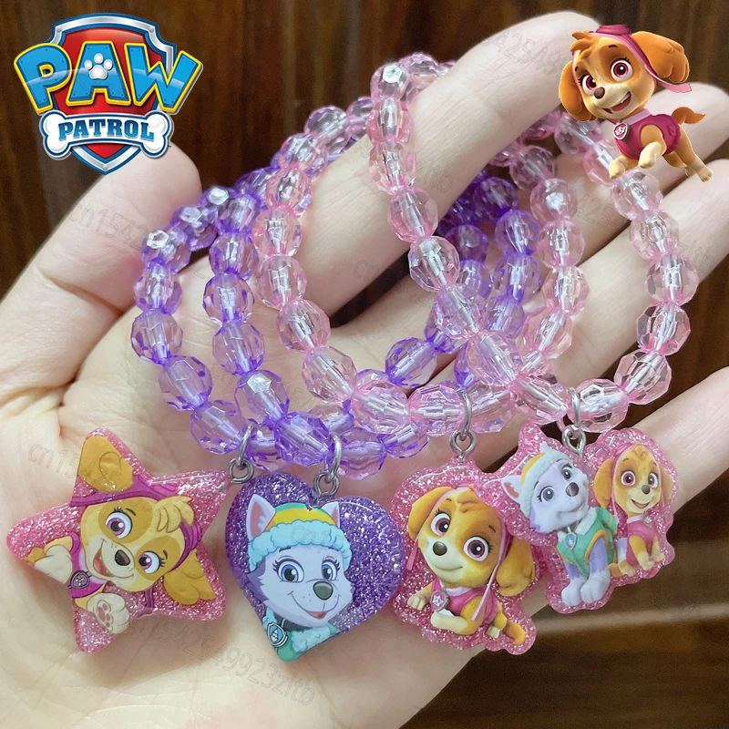 Cartoon Paw Patrol Skye Everest Bracelet Acrylic Handmade Beaded Accessories Children Decoration Pendant Girls Jewelry Gifts