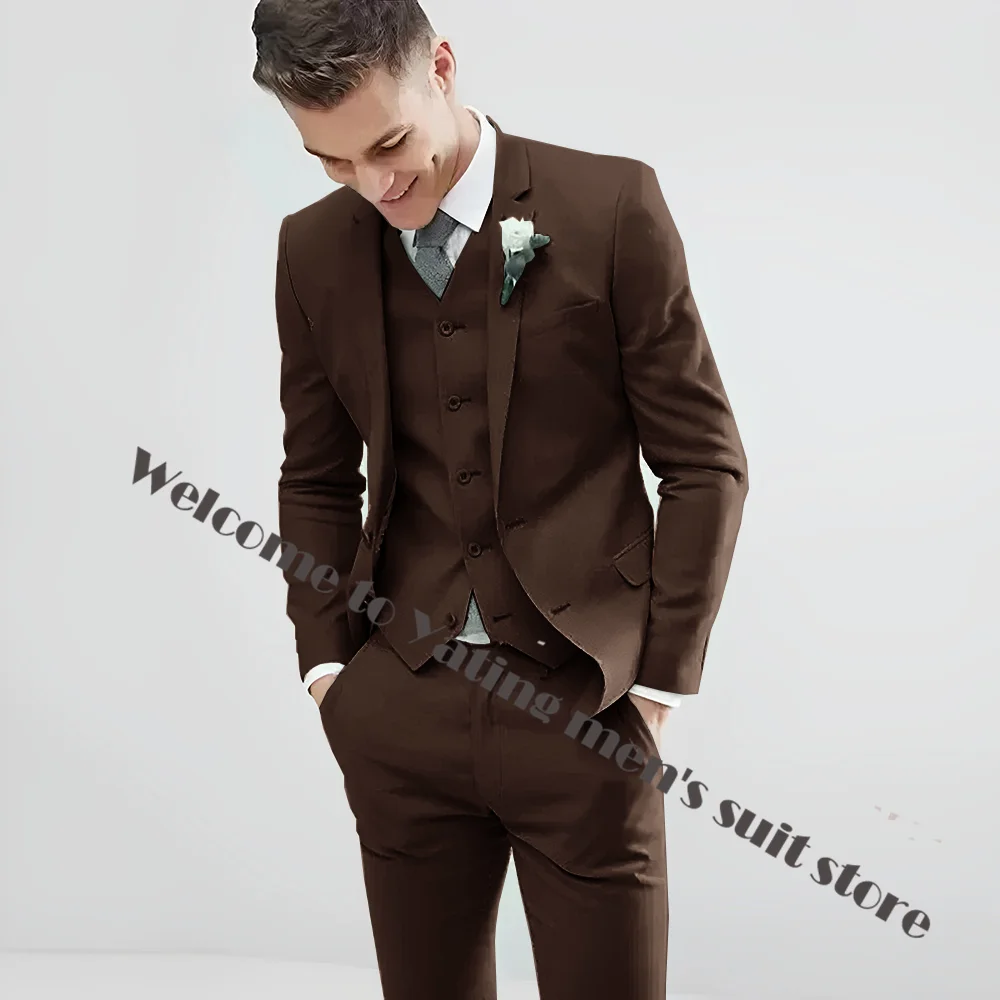 Light Green Men Suits Wedding Tuxedos Fashion Groom Formal Wear Slim Fit Blazer Jacket+Pant+Vest Costume Homme