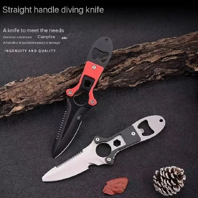 Stainless steel multifunctional knife diving tool water rescue rope cutter field seeking adventure self-defense tool leggings kn view 4