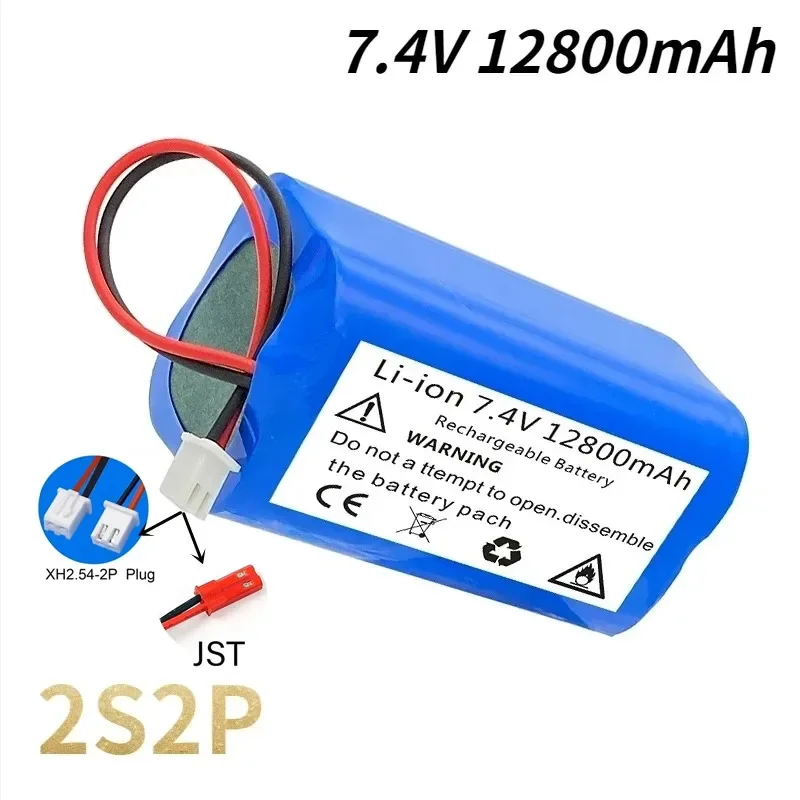 2S2P 7.4V 12.8Ah 18650 lithium-ion rechargeable battery, used for speaker protection panel, instrument lighting, traffic signs