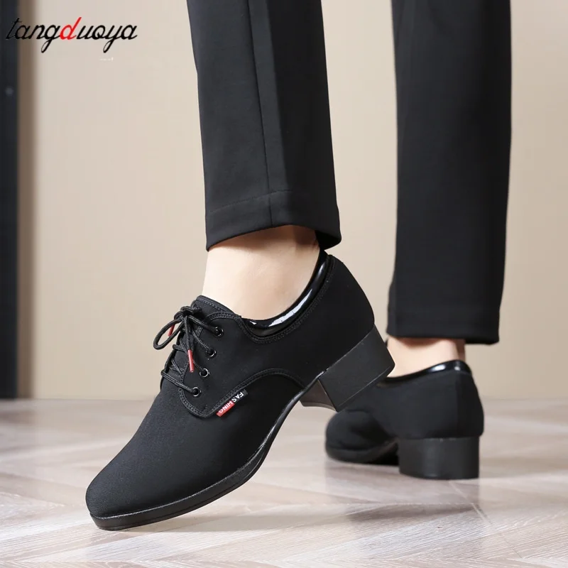 Sneakers Dance Shoes Men Shoes Square Dancing Social Ballroom Latin Black Modern Shoe Hot Oxford Heel Canvas ﻿