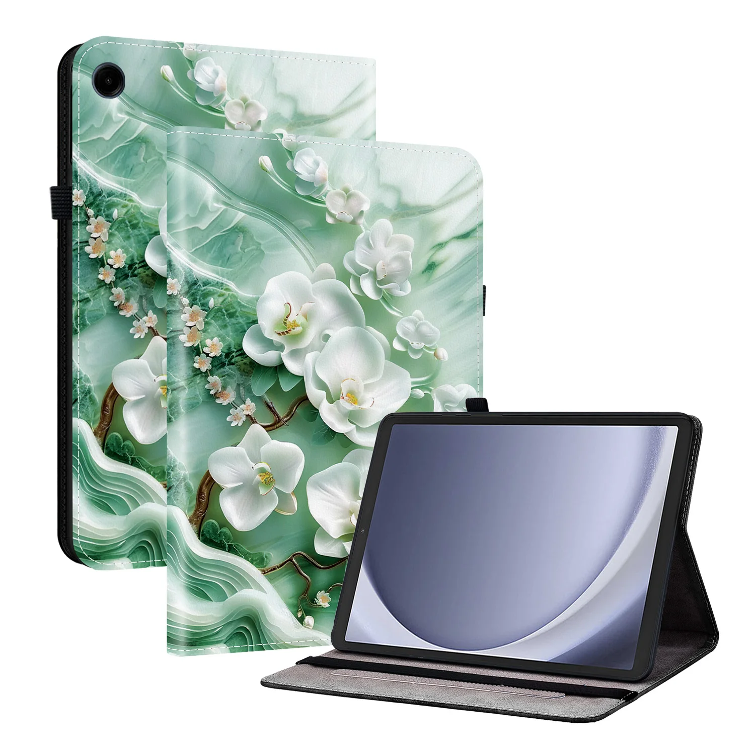 Luxury Painted Case Universal for Samsung Galaxy Tab A9 2023 8.7 inch SM-X110 X115 X117 TPU Back Stand Cover With Card Slot Capa