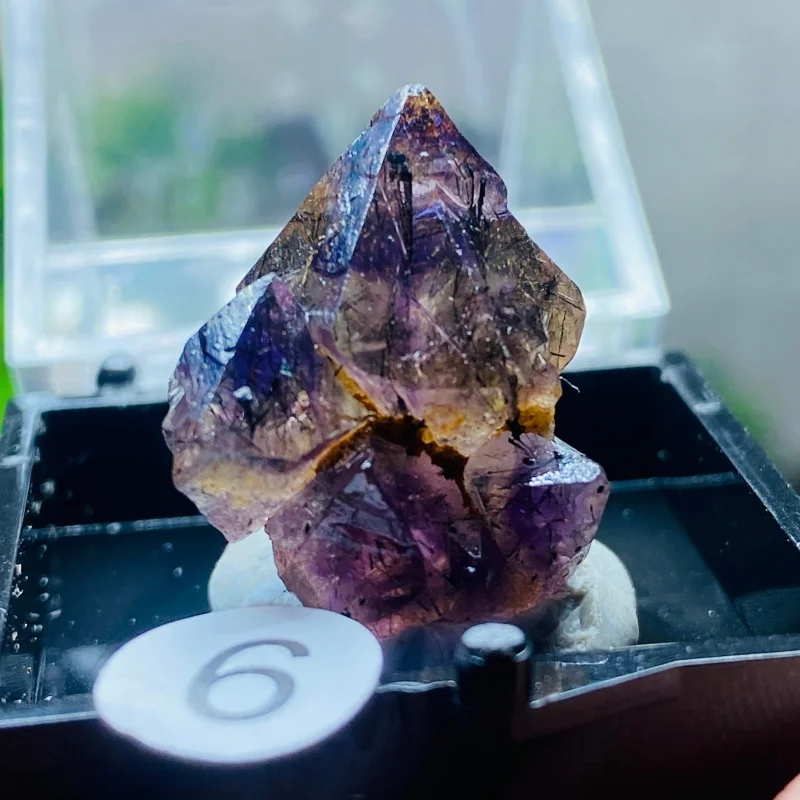 Natural Stones Crystal And Epidote Symbiotic Mineral Specimens Healing Quartz Rock + Box Size 3.4 cm