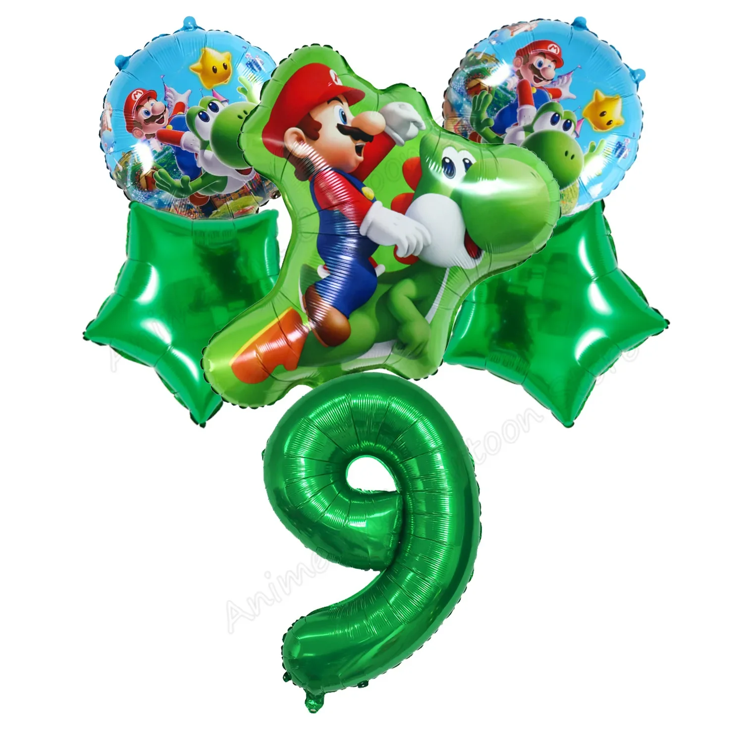 Set de Globos de Mario y Yoshi 2026, Globos de Número del 1 al 9, Decoración para Fiestas Temáticas de Mario Bros, Kit de Decoración para Niños y Fans del Videojuego