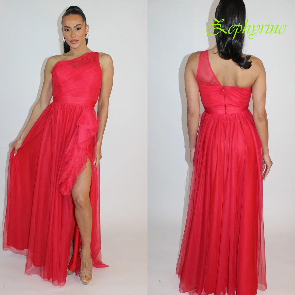 Vestido de noche sin mangas de gasa con un hombro, Sexy, personalizado, con temperamento, corte en A, vestidos de fiesta elegantes con cremallera en la espalda