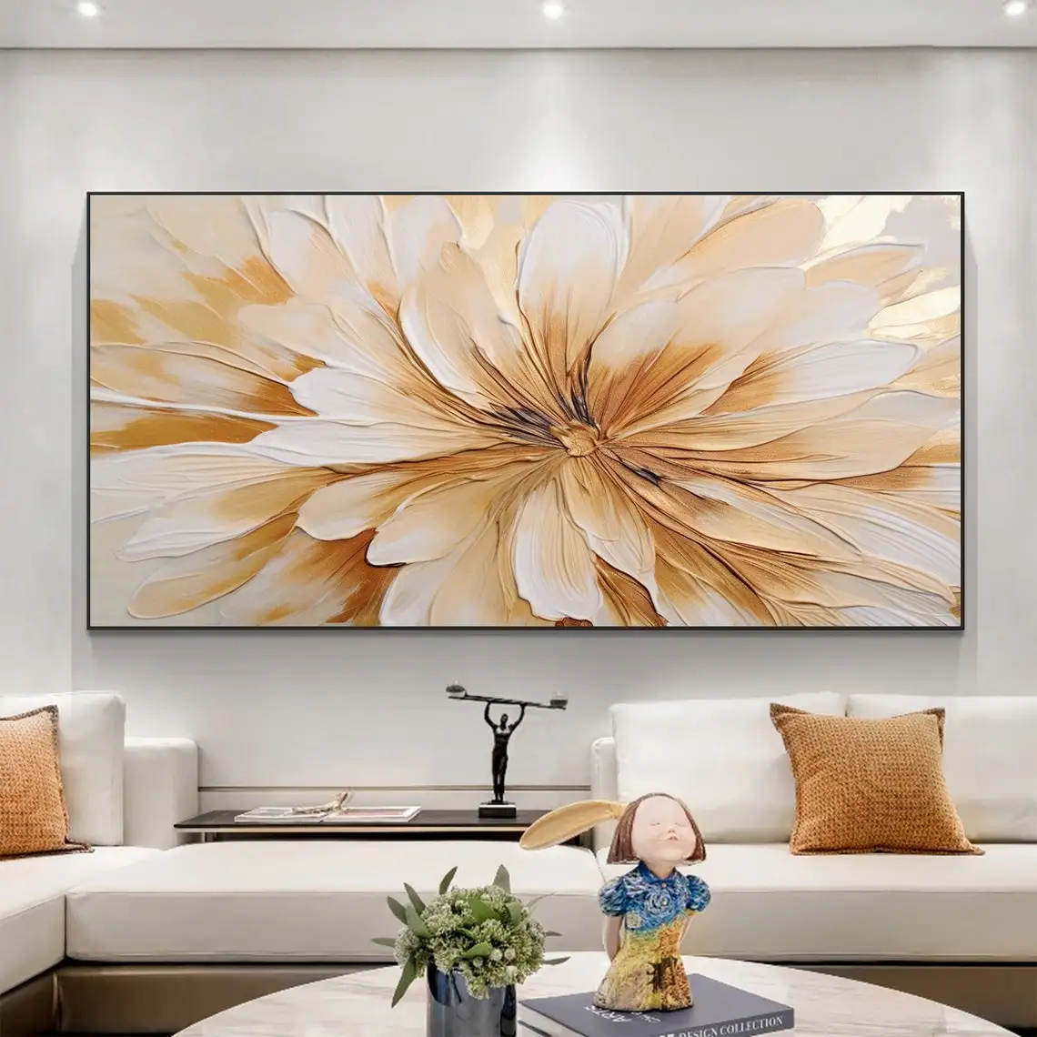 

Large Flower Oil Painting Canvas Original Abstract Floral Painting Minimalist Wall Art Custom Painting Modern Living Room Decor