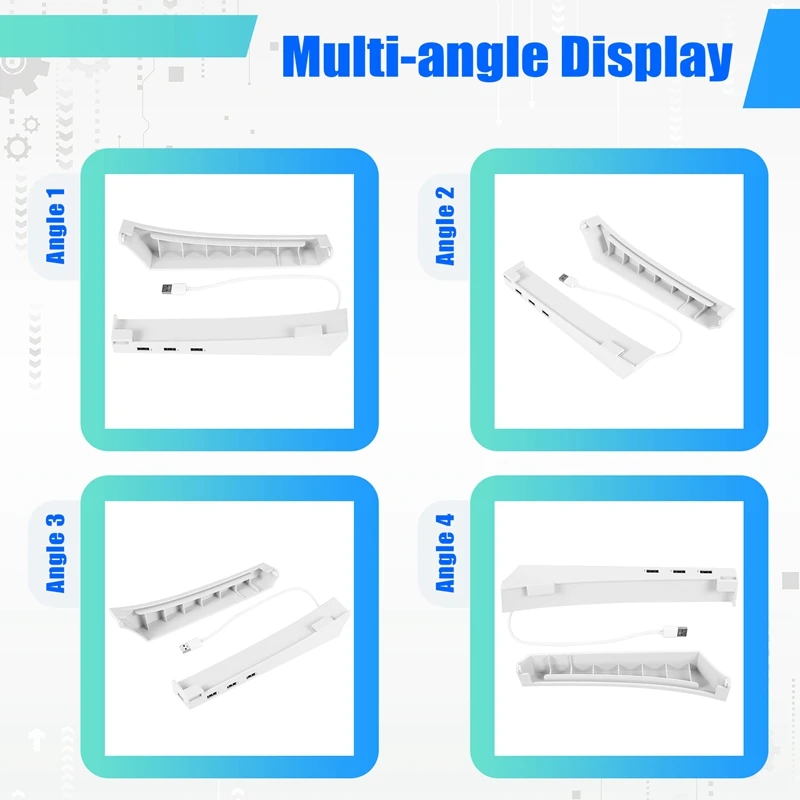 【Superdeals】Horizontal Stand For PS5 With 4 USB Extension, Cabinet Console Laydown Holder, For Playstation 5 Disc & Digital Edit