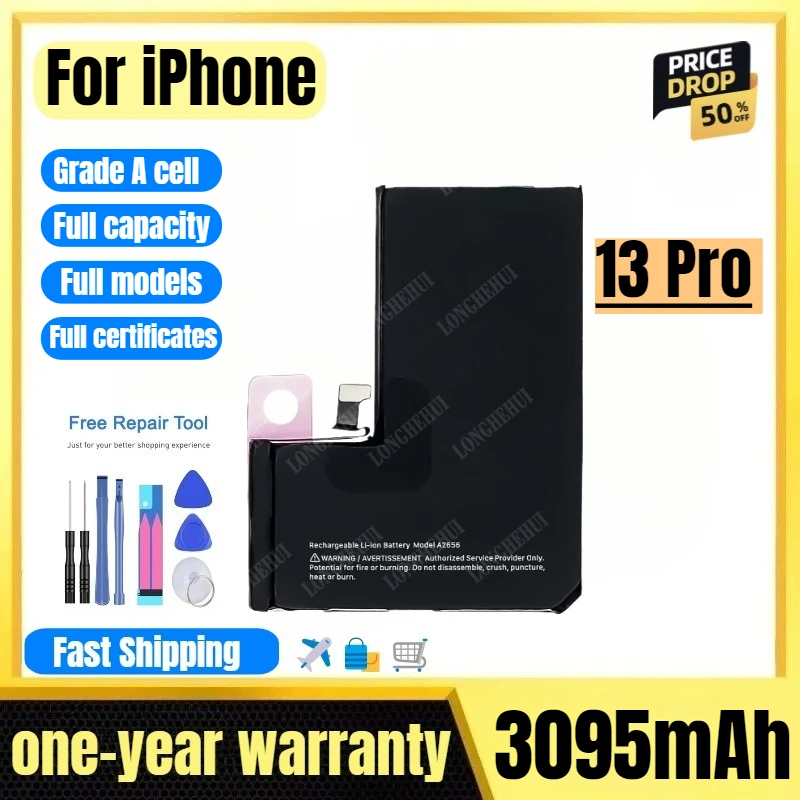 

Battery for IPhone 13 Pro Mobile Phone Battery High Quality High Capacity Battery Replacement Bateria Grade A Cell with Tools