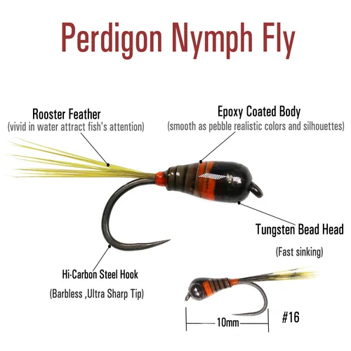 Imagen 2 del producto Vtwins-Cuenta de latón recubierta de epoxi, señuelo de pesca, anzuelos de ninfas de perdigón español, estilo de Ninfa Euro para trucha, Bluegill