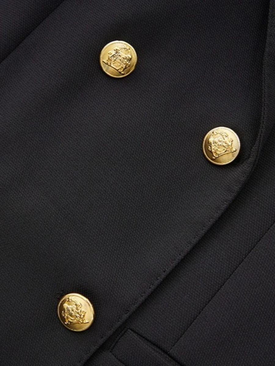 سترة CHICEVER سوداء مقسمة مزدوجة الصدر سترة نسائية بأكمام طويلة للتخسيس سترات نسائية راقية للخريف على الموضة