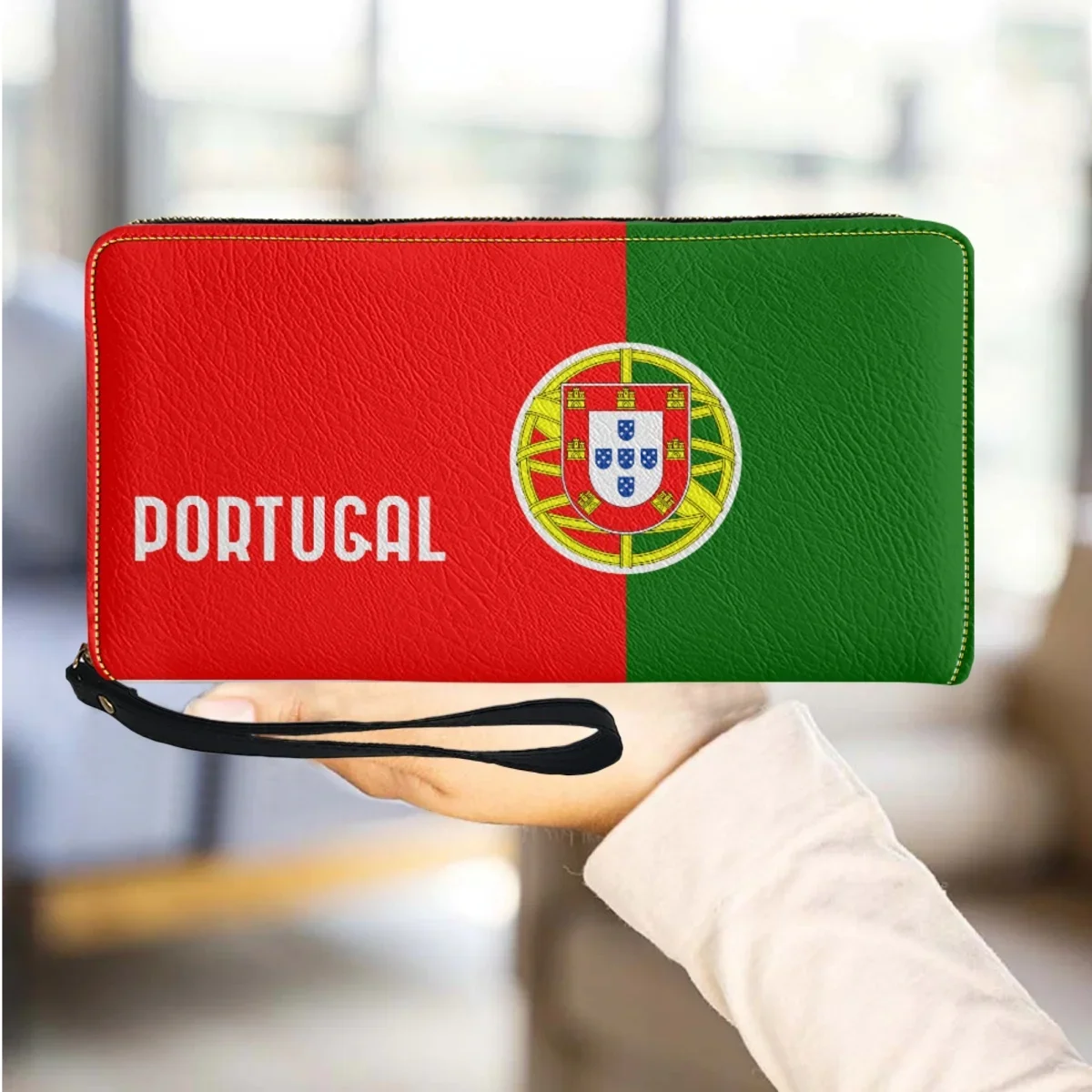 Wallets for Women Portugal Flag Print Fashion Female Travel Wallet Zipper Long Ladies Card Holder Portable Slim Leather Purses