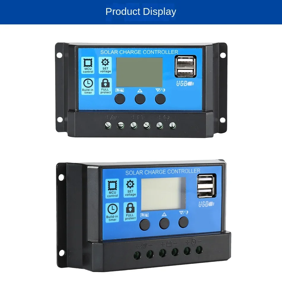 Daxtromn Solar Charge Controller 12V 24V PWM 30A 20A 10A Solar Panel Battery Regulator LCD Display Dual USB 5V Output