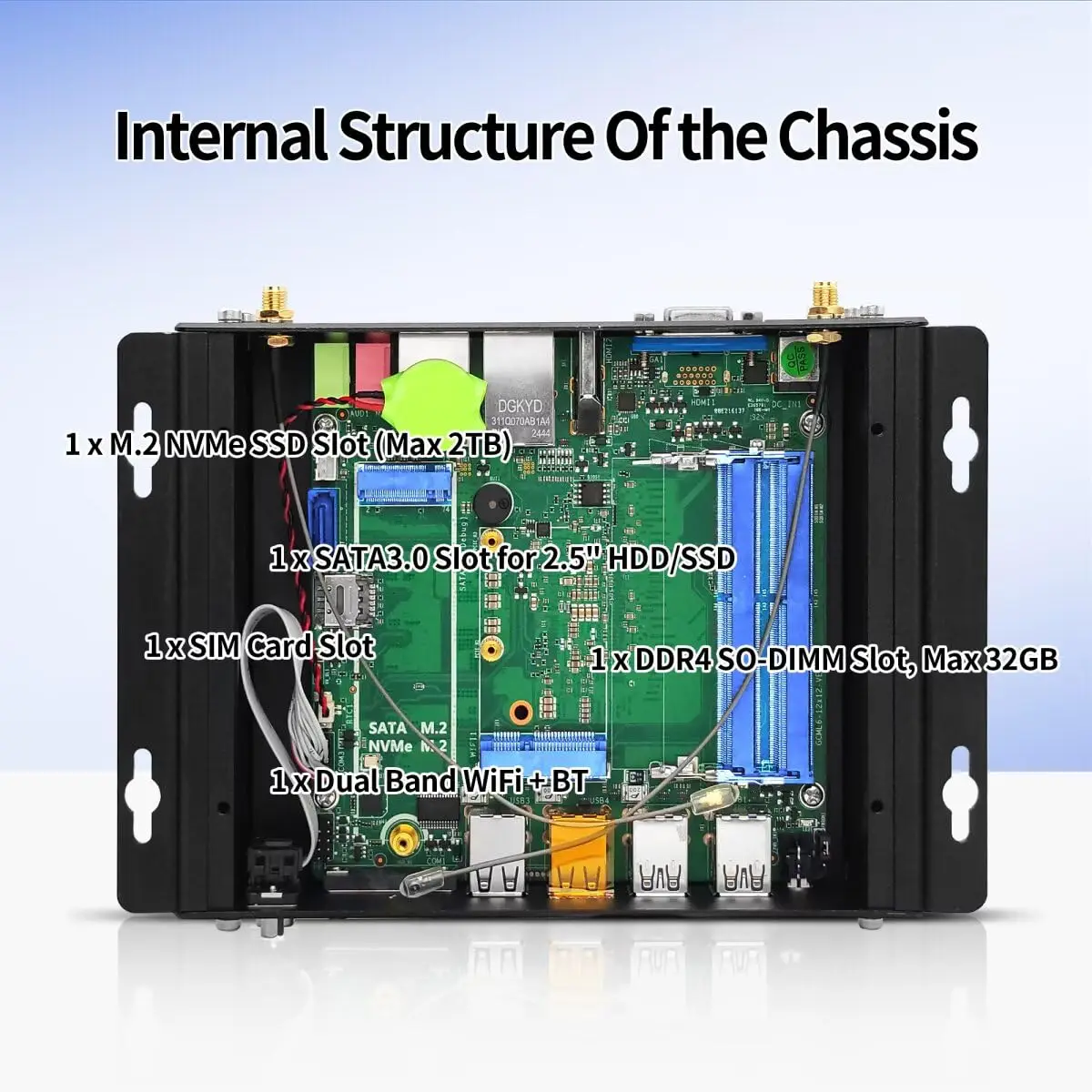 MNBOXCONET Fanless Mini PC Industrial Core i3 8130U, Micro Computador 16GB RAM 512GB SSD, 2X RS232 COM, RJ45 LAN, Wifi5/BT4.2,
