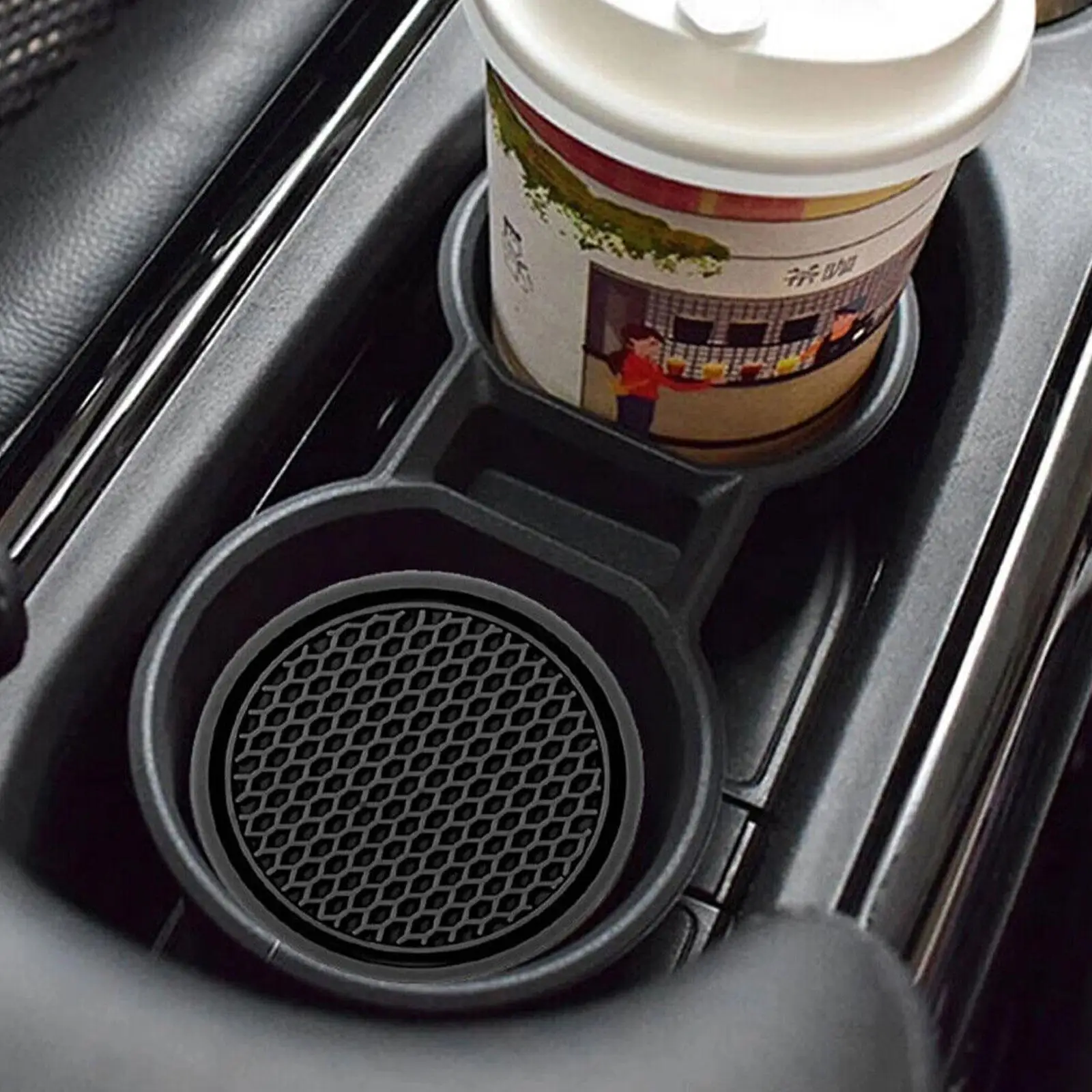 2pcs Non-slip Car Water Cup Pad Diamond Rhinestone Rubber Mat For Bottle Holder Coaster Auto Interior Anti-skid Cup Holders 7cm