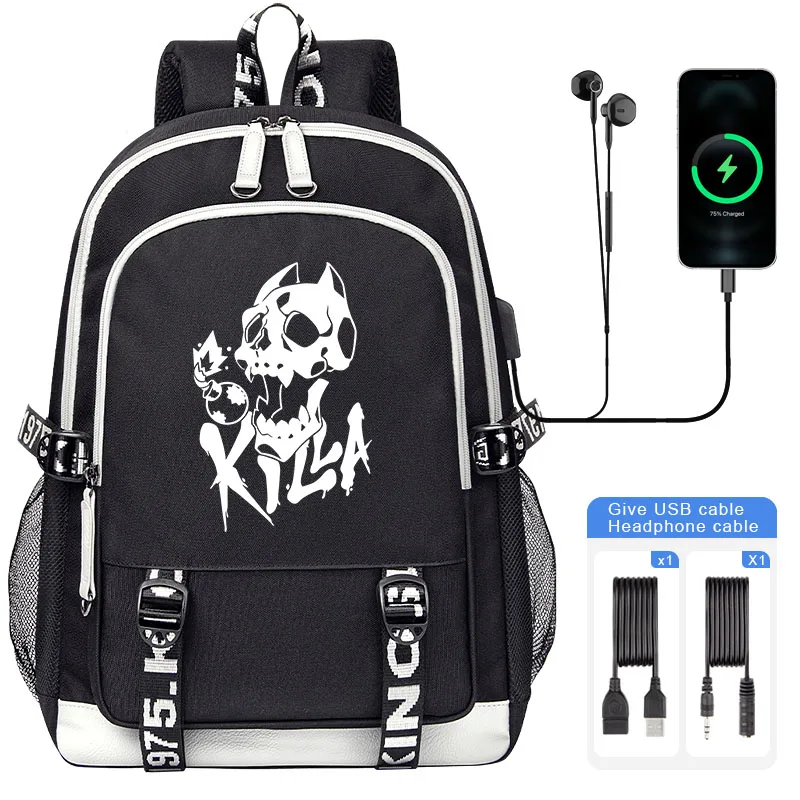 Jojo's Bizarre Adventure School Bags For Teenager USB Charging Laptop Backpack Boys Girls Student Book Bag Mochila Travel Bag