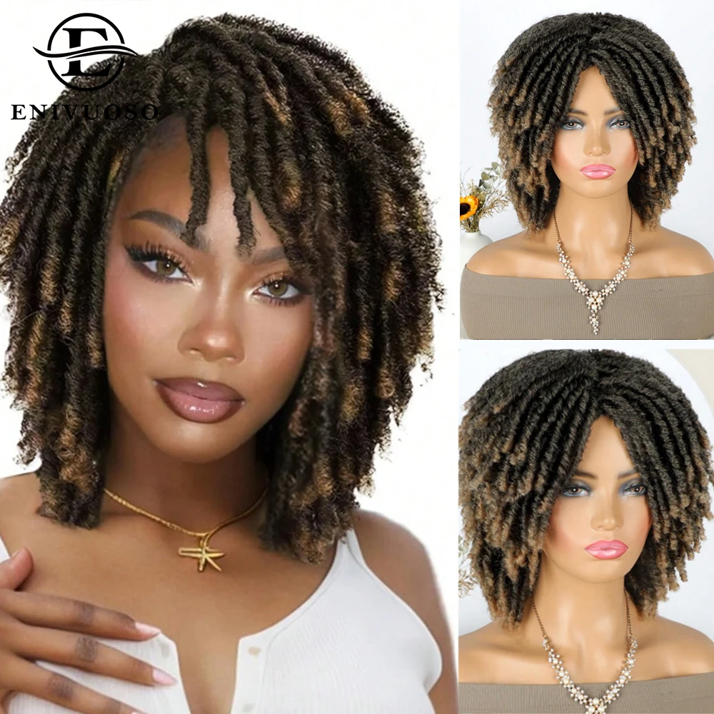 

Ombre Blonde Короткий парик с дредами Twist Парики для чернокожих женщин Афро-кудрявые синтетические парики Короткие афро-твисты Искусственные локоны Плетеный парик