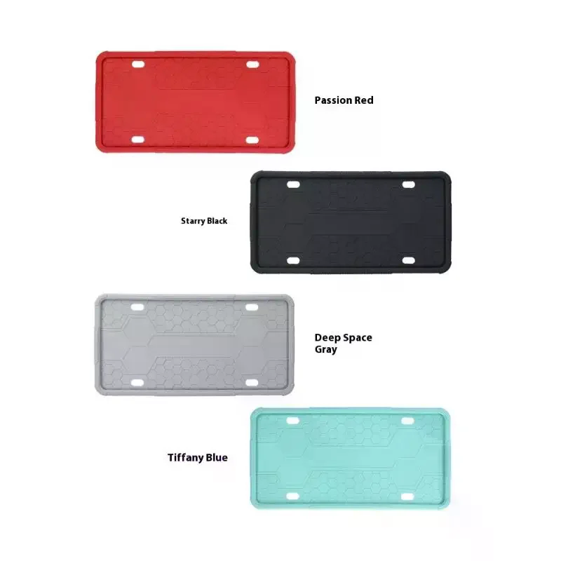 2 Pack Silicone Black License Plate Frame Covers Front/Back Car Plate Bracket Holders Rust-Proof Rattle-Proof Accessories