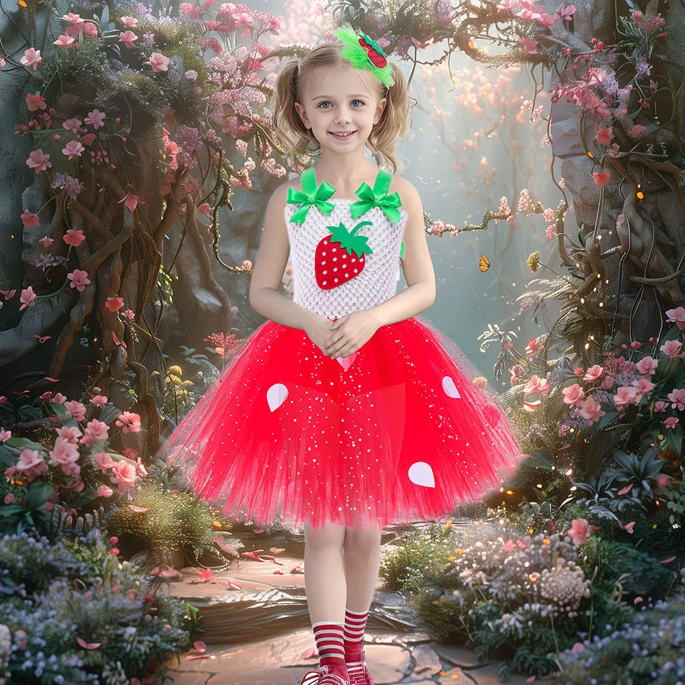 Niedliches Baby-Ballett-Tutu, Erdbeer-Spitzen-Prinzessinnenkleid, Kinder-Geburtstagskostüm, Rollenspiel-Wassermelonen-Weihnachtskleid, Geschenk – Detail 8