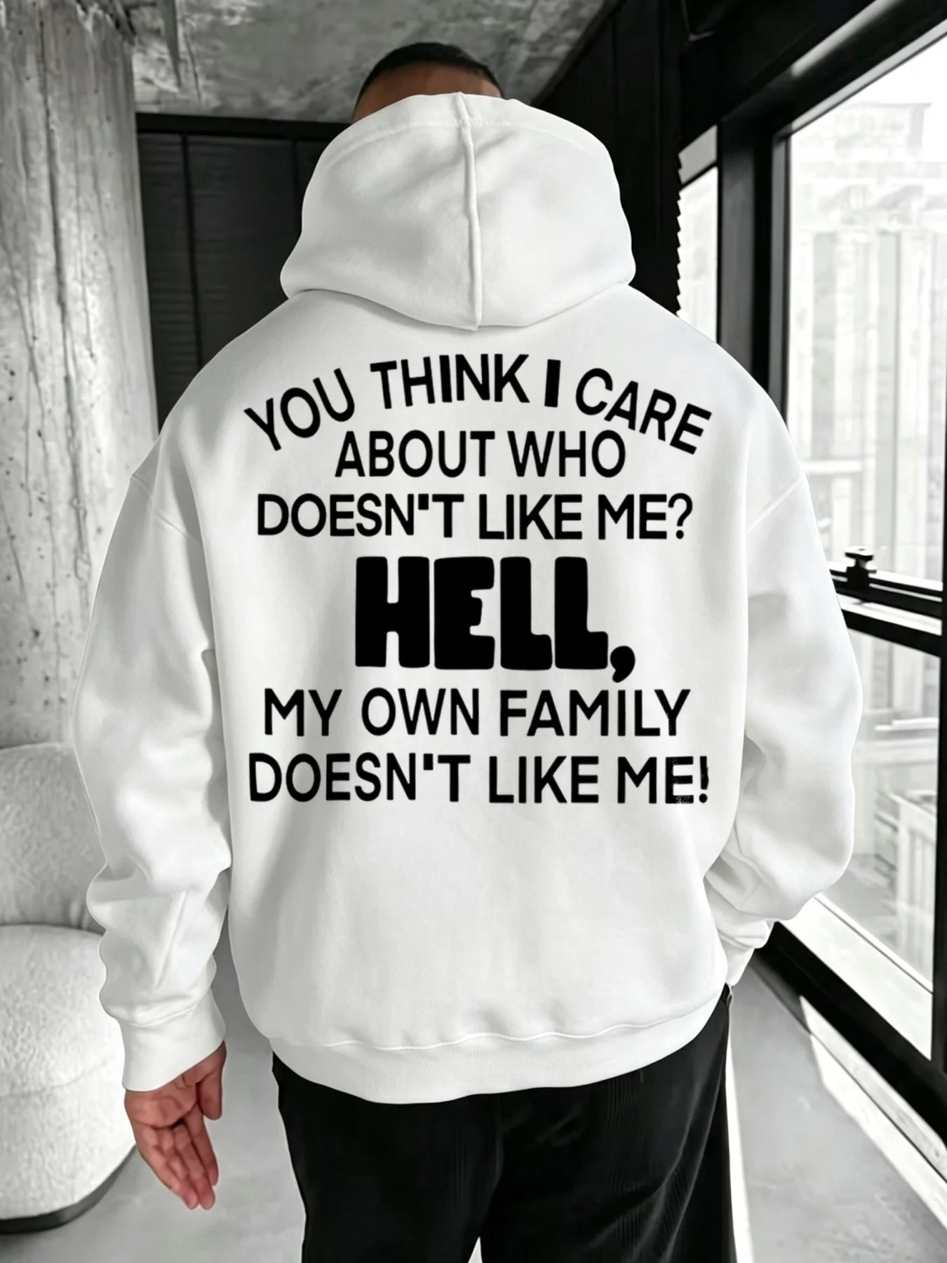 Men's Hooded Sweatshirt Daily Casual Wear Sarcasm Quote Letter Print Graphic Loose Fit Pullover for Autumn Winter