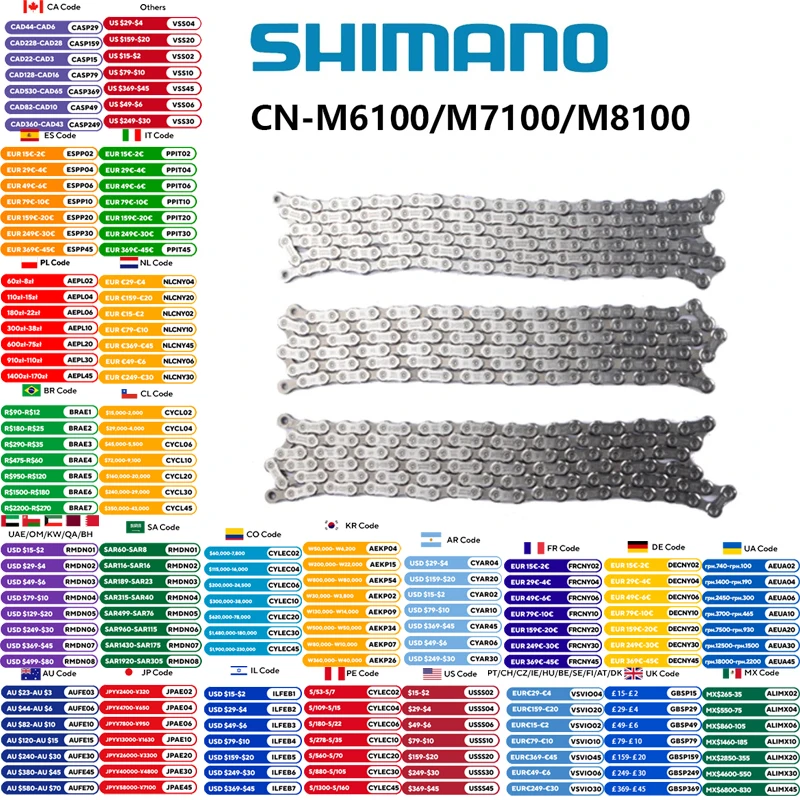 

SHIMANO SLX M7100 M6100 M8100 12 Speed Chain 118/126 Link Mountain Bike Bicycle Chain CN M7100 MTB 12Speed With Quick-link
