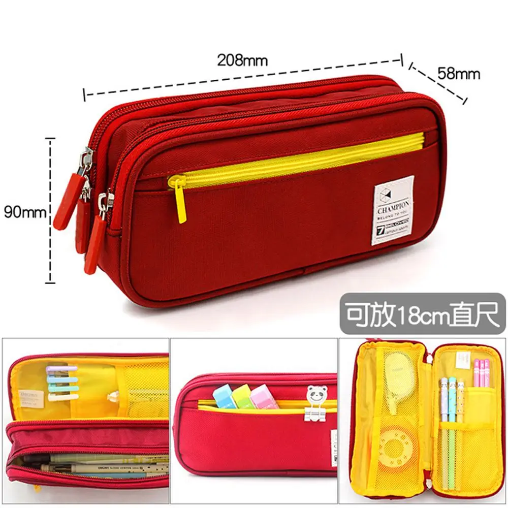 Kids Gift Cosmetic Bag Storage Box Pencil Bag Twill Large Capacity Zipper Pouch Pen Bag Pen Box Stationery Storage Pencil Case