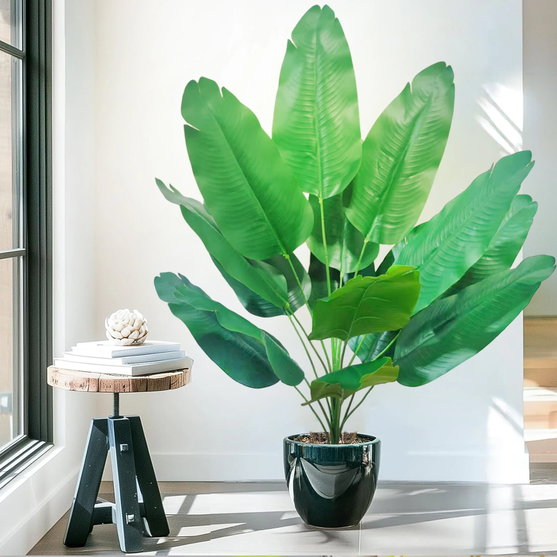 60-92-125cm Artificial Tropical Palm Tree Fake Banana Plant Leaves Real Touch Strelitzia Plastic Plant for Home Garden