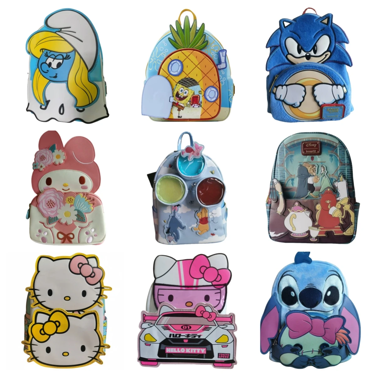 Hot Disney Stitch Spongabob Sanrio Hello Kitty Womens Double Strap Shoulder Bag Purse School Backpack Cute Cartoon Backpack Gift