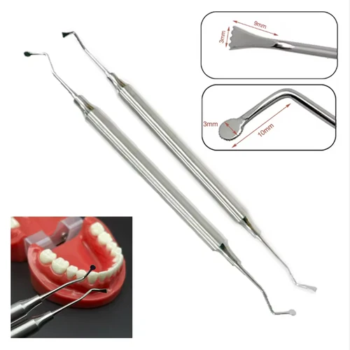 Empaquetador de cables de retracción gingival Dental de acero inoxidable y separador de encías herramienta periodontal de doble punta para escalar