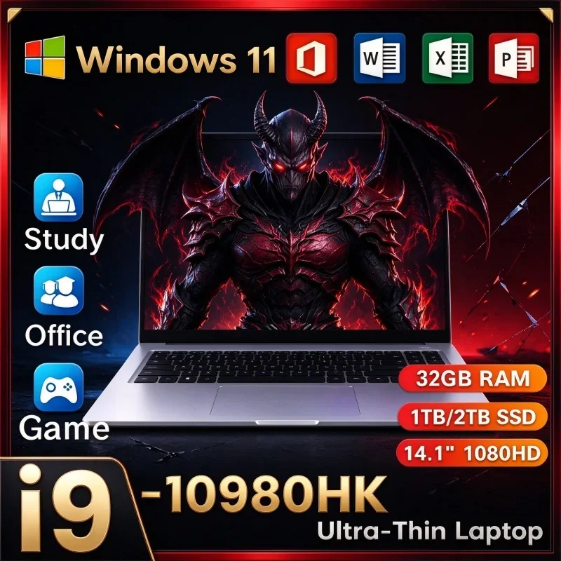 14.1 Inch Windows 11 Slim PC Notebook Intel I9-10980HK 32GB RAM 2TB SSD High Performance Laptop For Remote Work