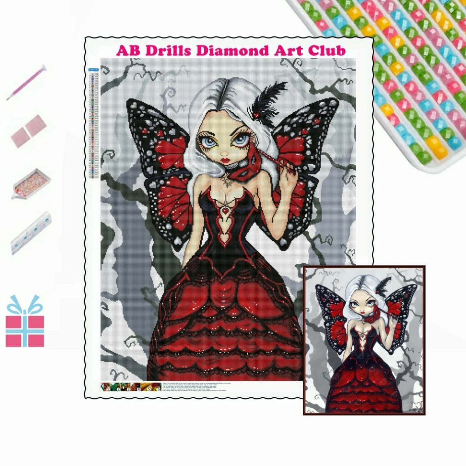 Big Eyes Girl Alice 5D DIY AB Drills Diamond Painting Art Cartoon Fantasy Gothic Cross Stitch Mosaic Hobby Home Decor 2022 New