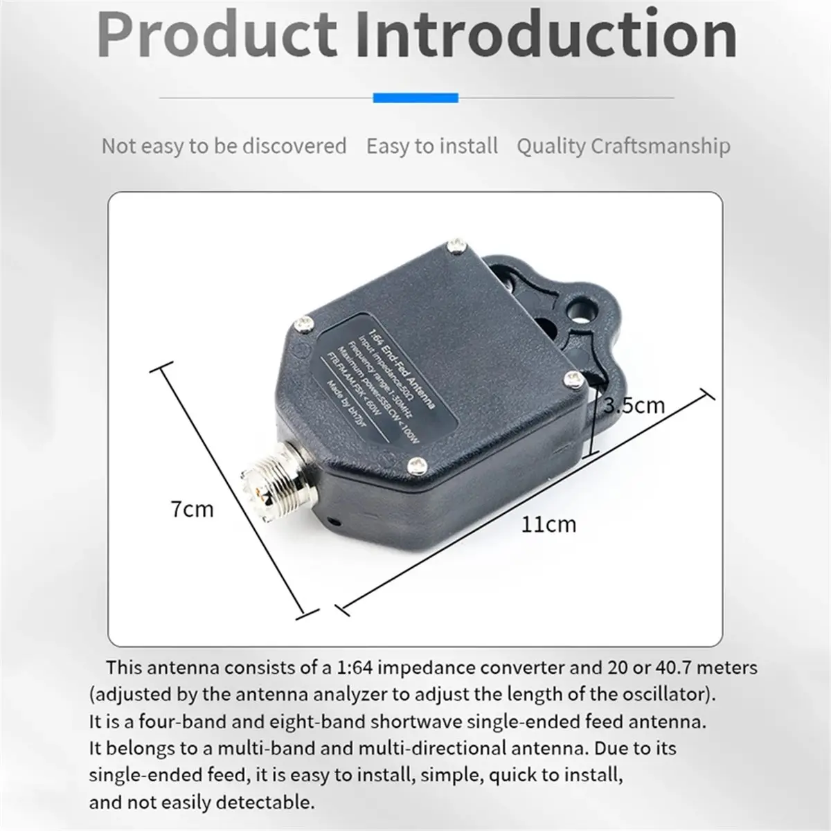 T784C Tools-1:64 4-Band 8-Band Balun End Fed Antenna 1MHz-30MHz,100W,Multi-Band Receiver for SSB,FT8,FM,AM Outdoor Radio Antenna