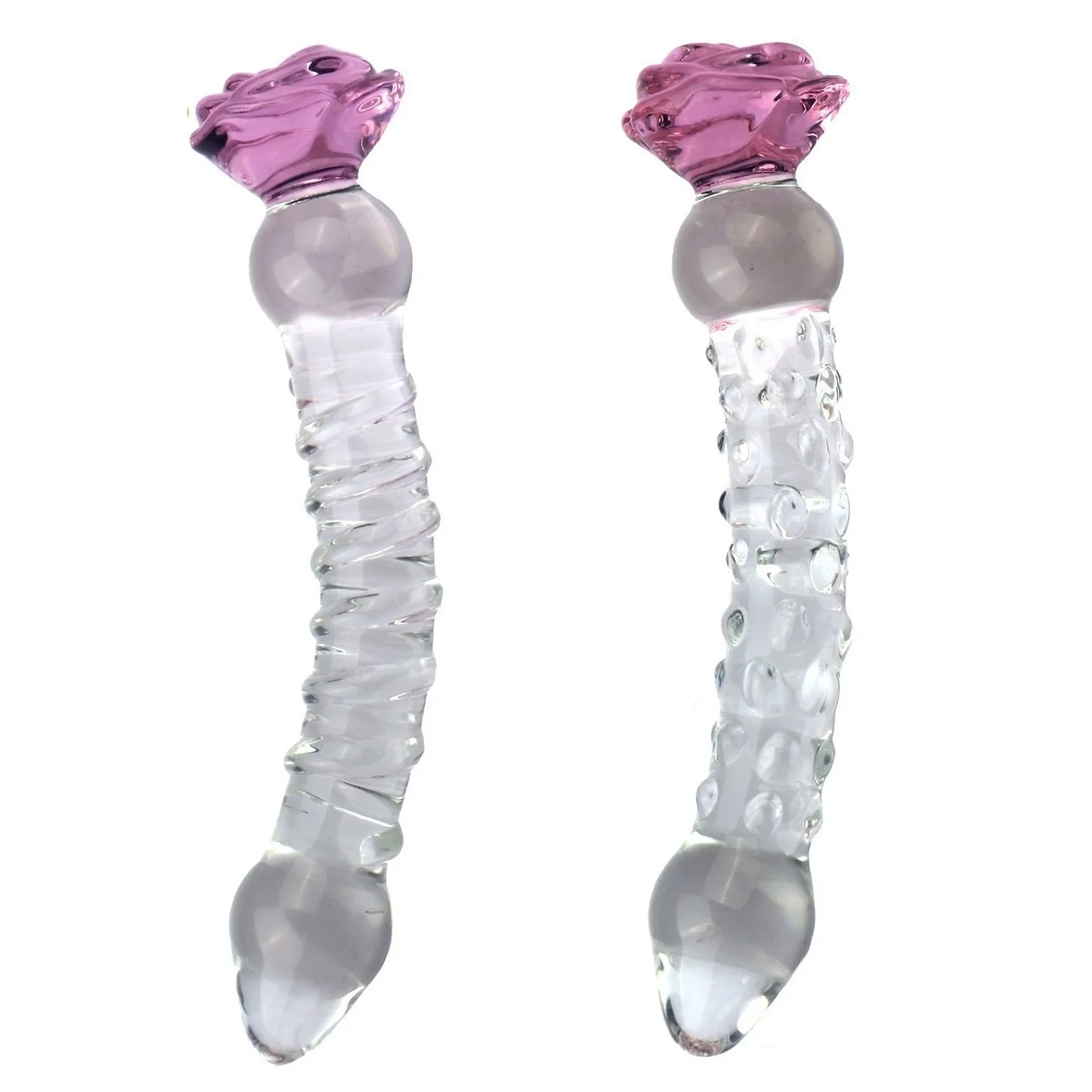 Glass Dildo Sex Toy with Progressive Anal Beads Rose Crystal Stimulator G-Spot Beaded Prostate Massager Sex Toy for Women