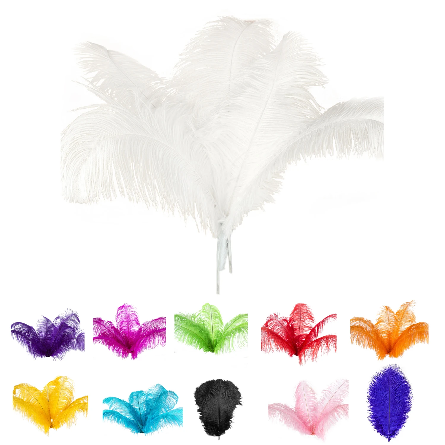 

A92P 10 шт. Натуральные страусиные перья для украшения свадебной вечеринки, белые, 45-50 см