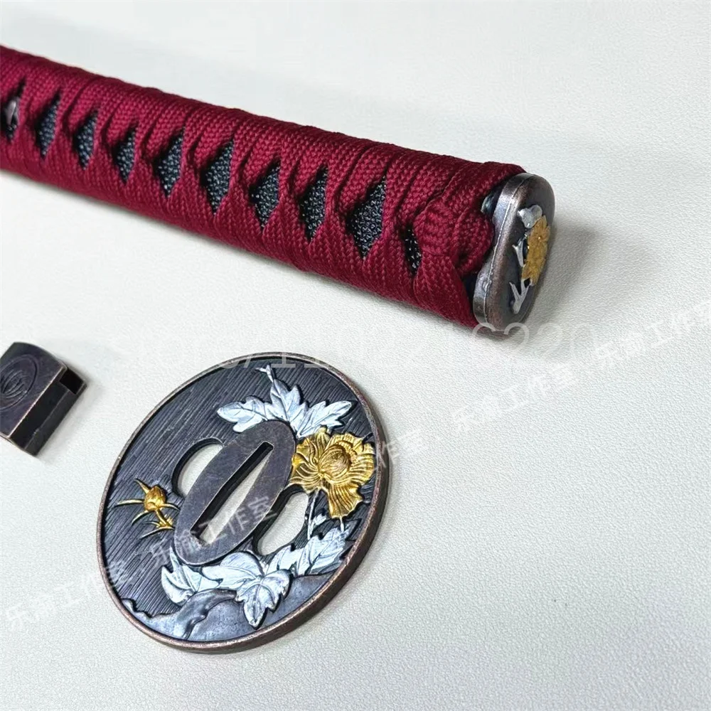 A Set Handle Tsuka Alloy Handguard Tsuba Guard Fuchi Kashira Menuki Brass Habaki Seppa For Japanese Samurai Katana Sword Fitting