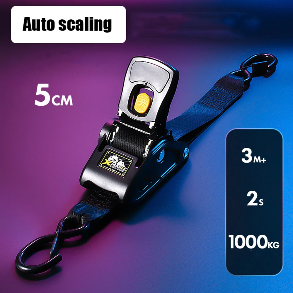 2-inch Automatic Recovery Tensioner Straps - Off-road Vehicle Self-driving Fixed Truck Fastening Belt
