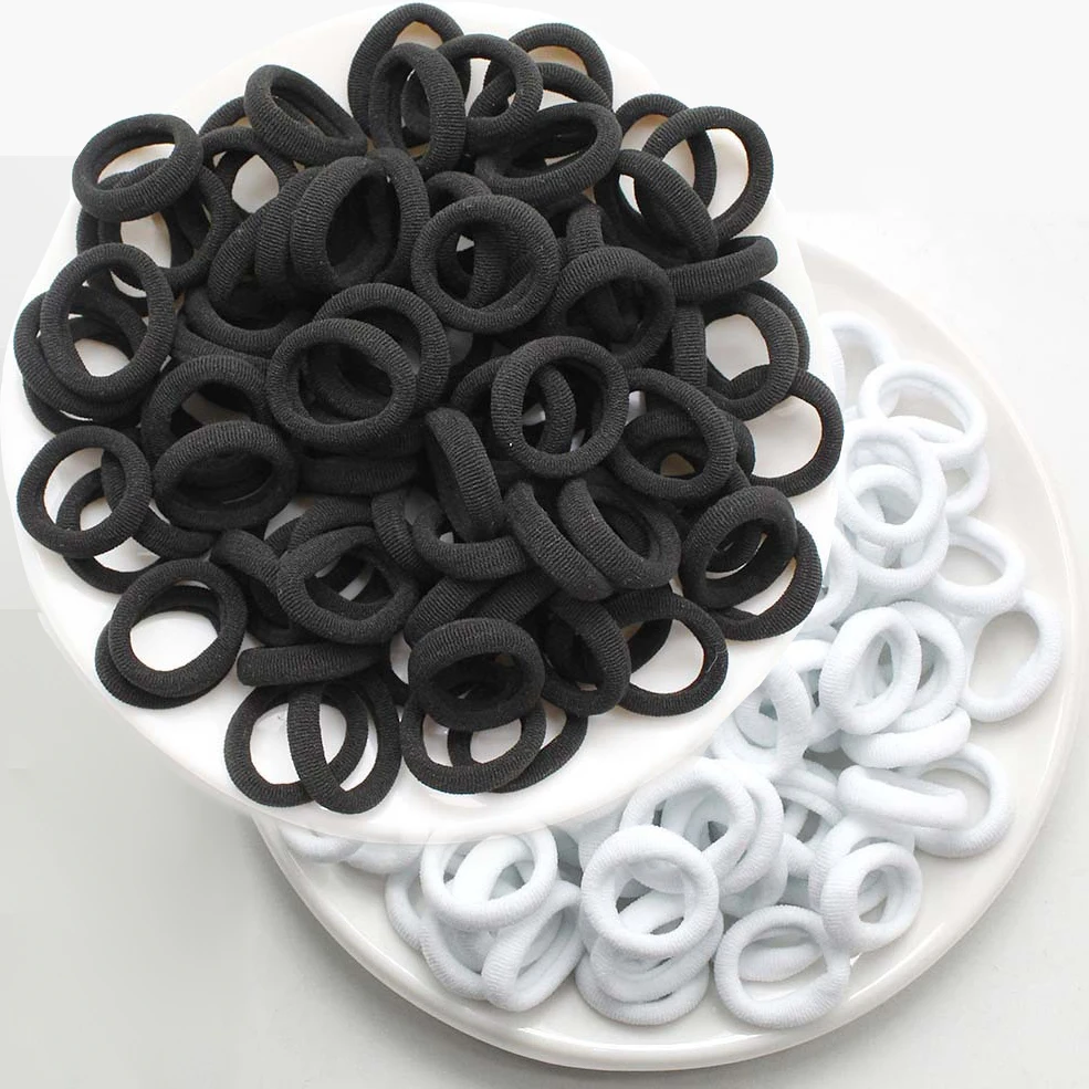 100pcs Kids Elastic Hairbands 2cm Diameter Baby Girl Hair Bands  Rubber Hair Tie Nylon Scrunchies Ties Rope Ring Ponytail Holder