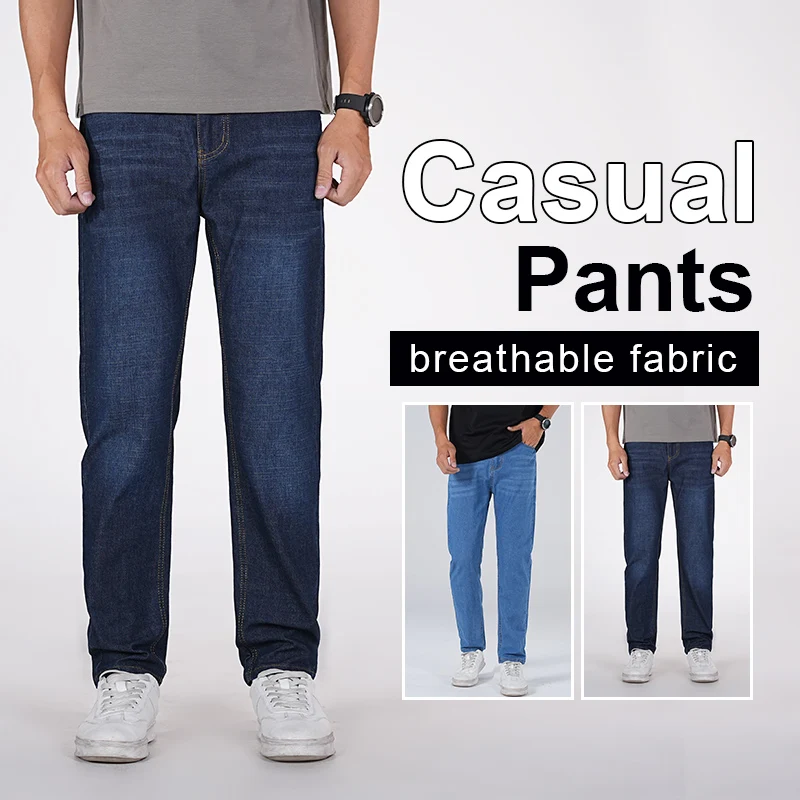 

Мужские Легкомерческие Классические Прямые Сlimming Джинсы Осень Зима 2025 Простые Модные Универсальные Длинные Штаны КасиUAL Плюсовый Размер 38