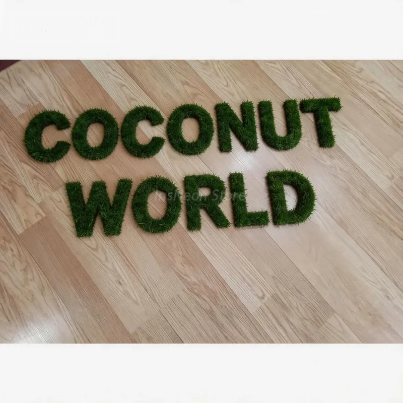 Custom Moss Wall Art Coconut World Color Moss Logo Unique Company Sign Preserved Letters Decor Commercial Wall Ornament