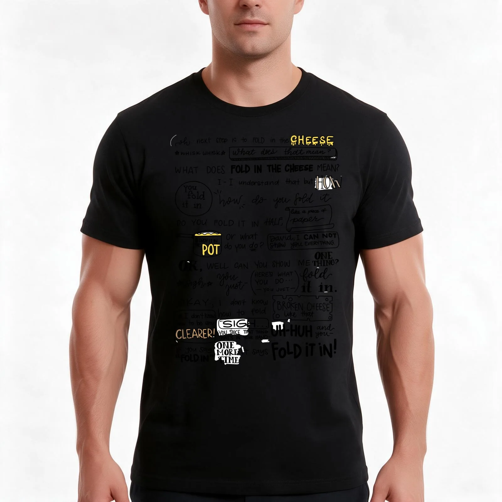 Fold in the Cheese T-Shirt, Summer Casual Cotton Tee, Oversized Streetwear Tops, Vintage Graphic Print, Loose Fit Short Sleeve