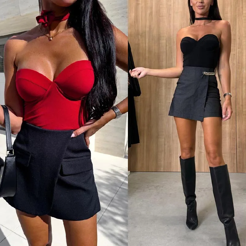 

Ins New Sexy Fashion Strapless Solid Color Shaping Lady Triangle Top Dress Elegant Lace Elegant Party Prom