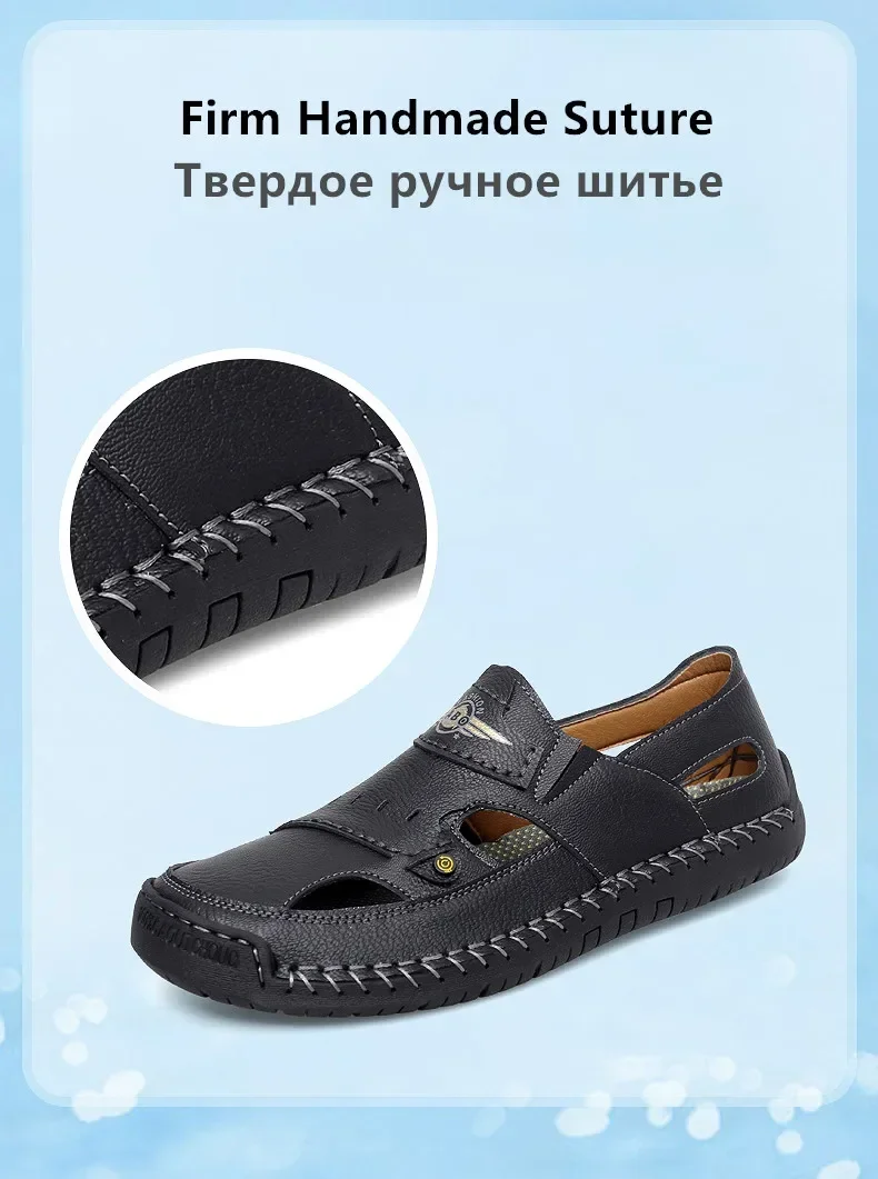 صنادل جلدية مقسمة للرجال لصيف 2025، صنادل رومانية للمشي على الشاطئ في الهواء الطلق، أحذية رياضية رجالية عصرية