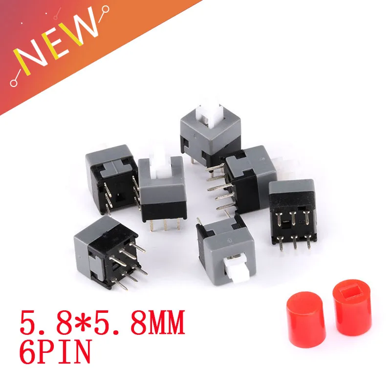 10Pcs/20pcs 6 pin Button switch 6-pin-switch 5.8*5.8MM Double-row Self Locking Switches 5.8X5.8mm Key switch