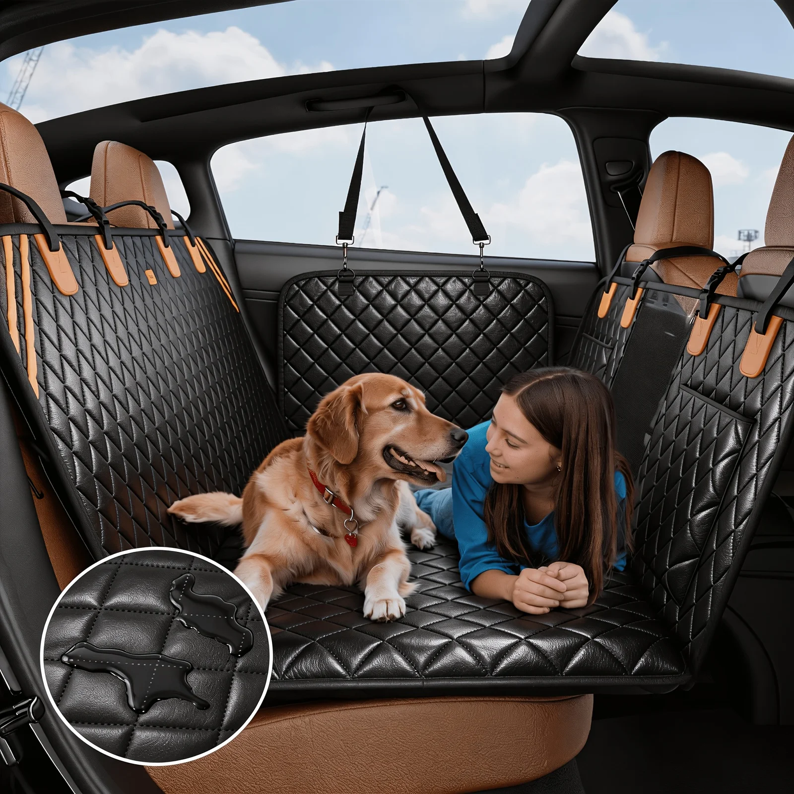 

MADE 4 PETS Dog Car Seat Cover for Back Seat - Back Seat Extender for Dogs, Holds 400lbs, & Non-Slip Dog Hammock for Car, 8-Layer Hard Bottom with PE Foam, Easy to Install & Clean
