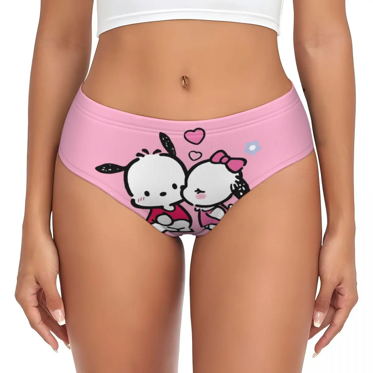 ملابس داخلية نسائية مخصصة Kawaii Pochacco Dog Kiss ملابس داخلية نسائية كلاسيكية ناعمة       ملخصات الملابس الداخلية