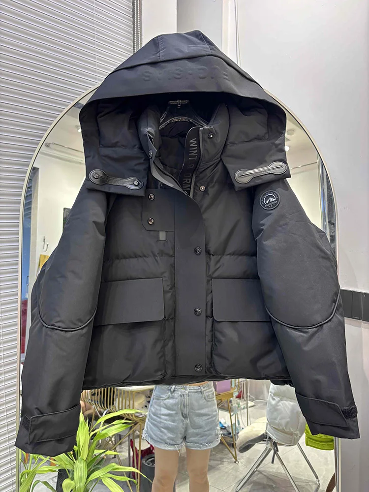 キャンディーカラーのゆったりとした暖かい防風服、厚手のパファーコート、レディースフード付きパーカー、冬用90%ホワイトダックダウンジャケット